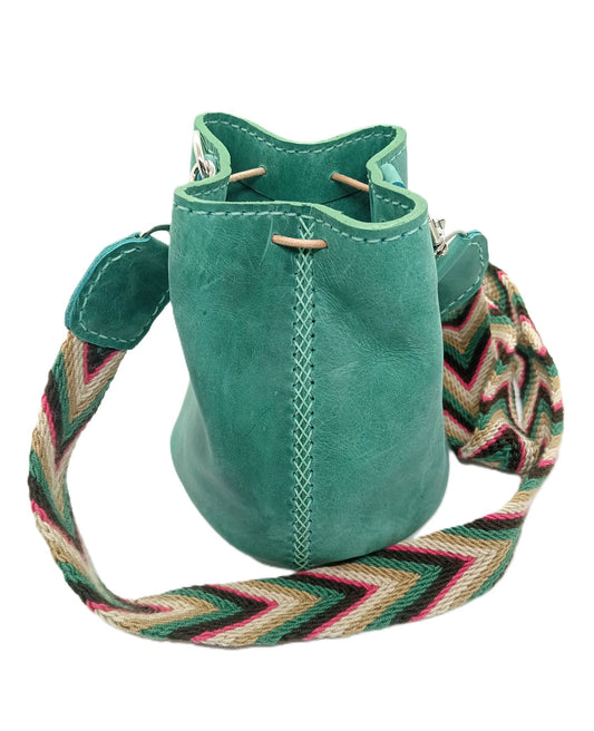 Mini mochila en cuir turquoise