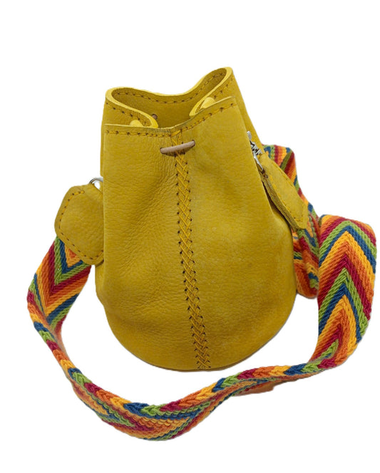 Mini mochila en nubuck jaune