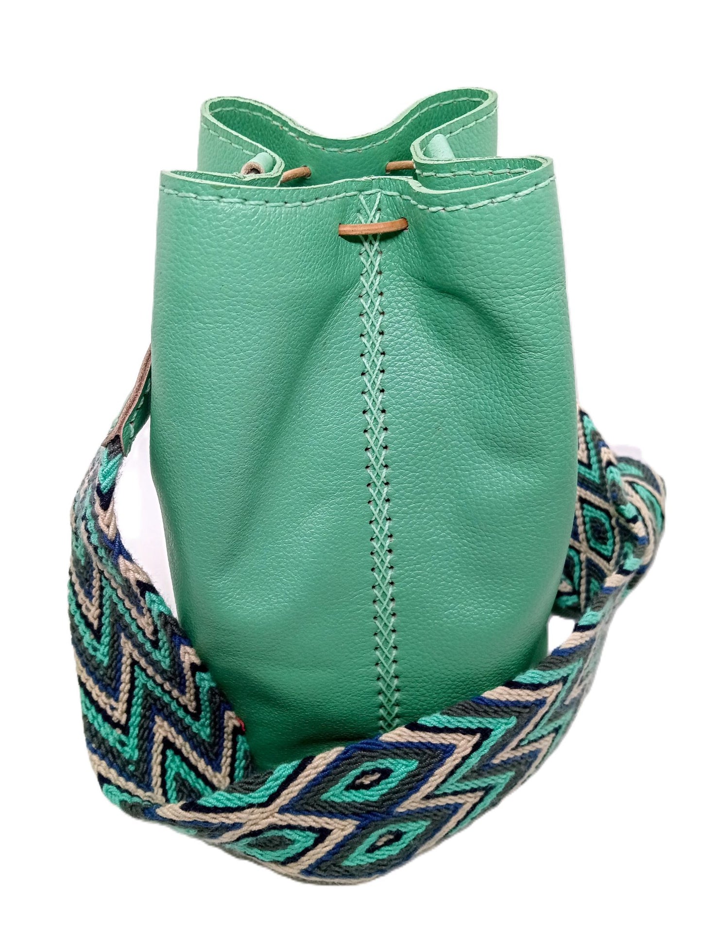 Mochila en cuir taille M agua marino