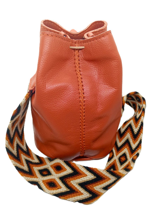 Mochila en cuir taille M orange