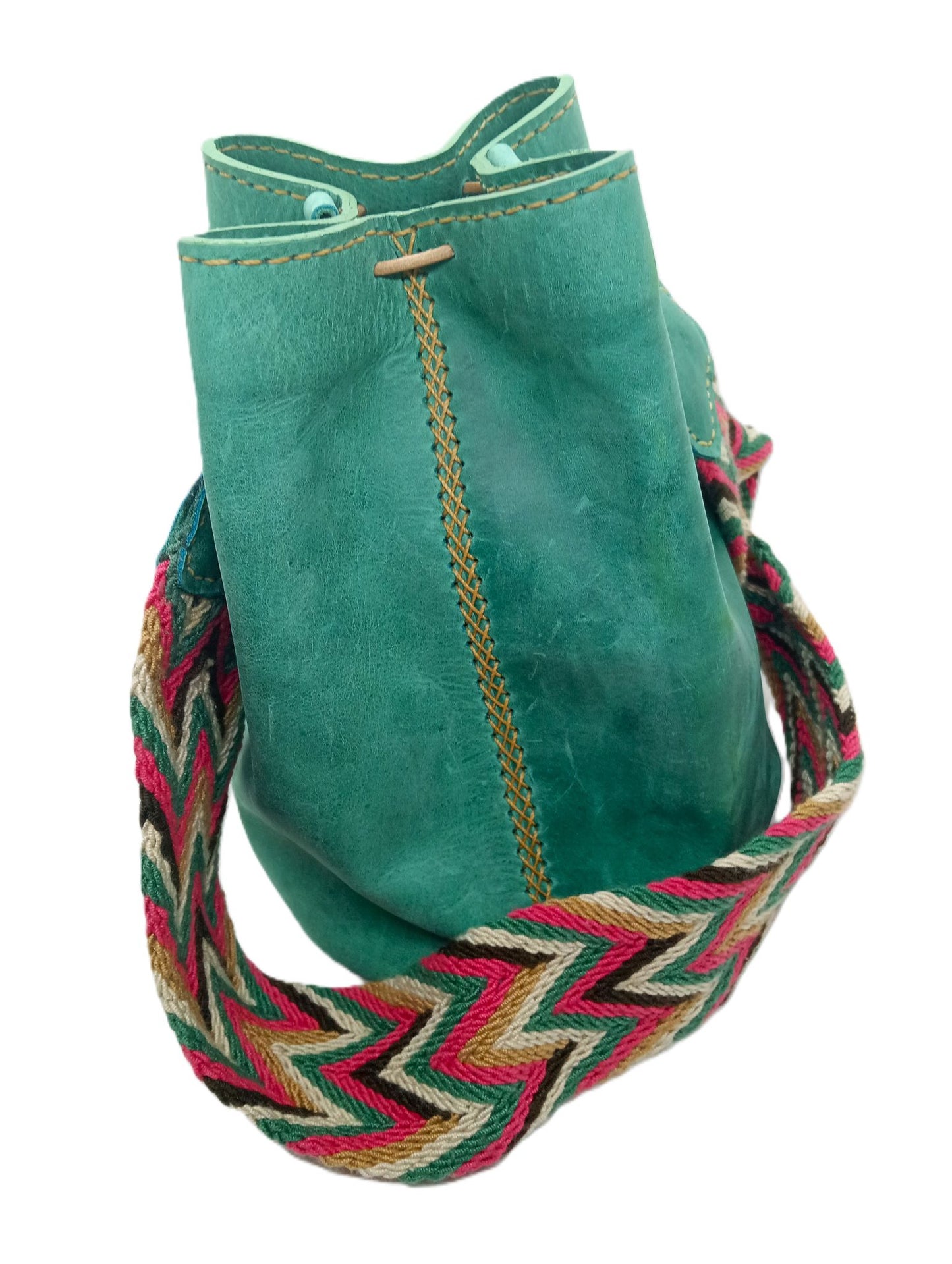 Mochila en cuir taille M turquoise