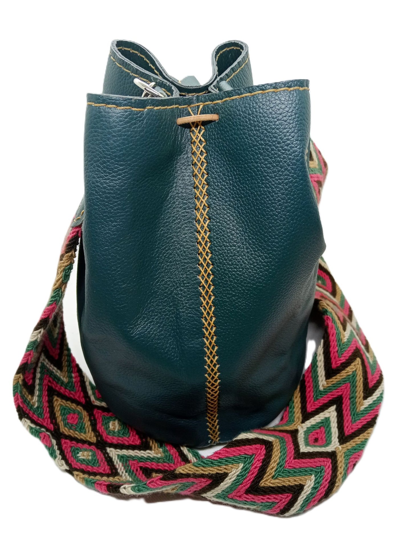 Mochila en cuir taille M Vert foncé