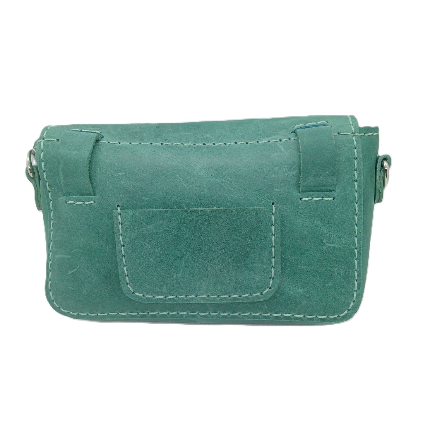 Sacoche en cuir turquoise